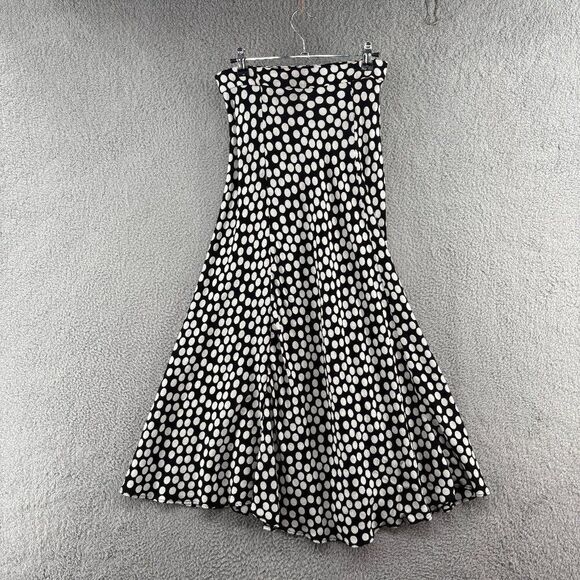 Zara Black White Polka Dot Midi Skirt Size XS | High Waist Flowy Viscose Made in - Picture 3 of 11
